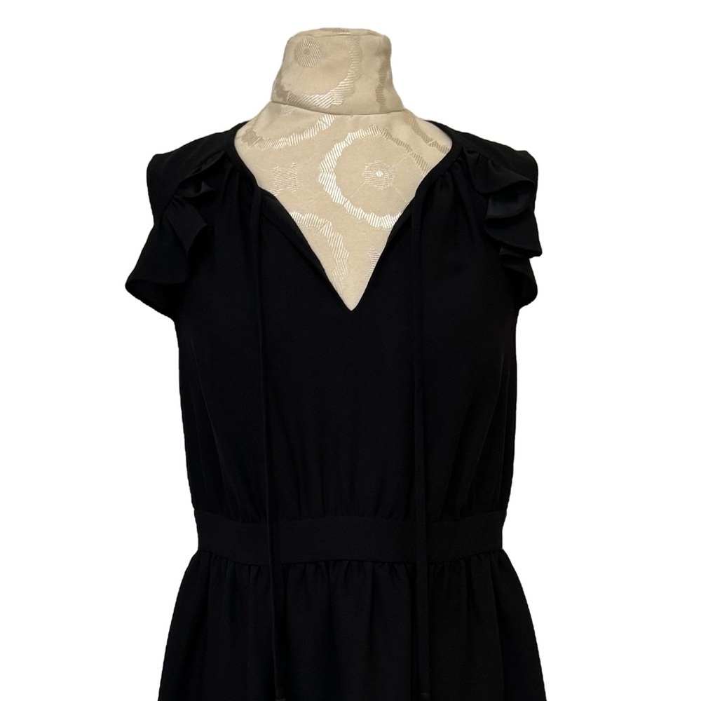 Kate Spade Rambling Rose Crepe Ruffle Fit & Flare Black Dress Medium NWT Cottage - Picture 8 of 14